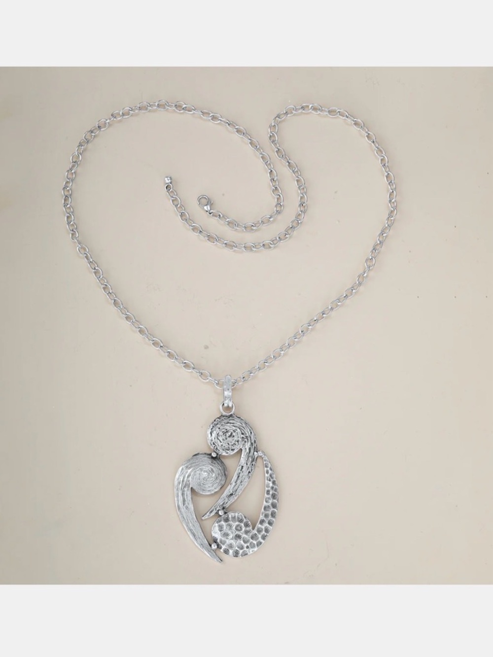 Turkish pewter Possessions necklace. Designed by Erhan of Turkey. New